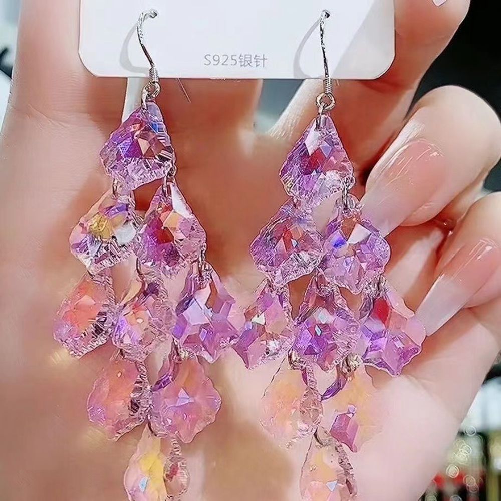 Pendientes de cristal de cristal de cristal púrpura al por mayor pendientes hipoalergénicos